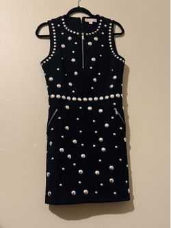 MICHAEL Michael Kors Black Silver Studded Moto Shift Dress