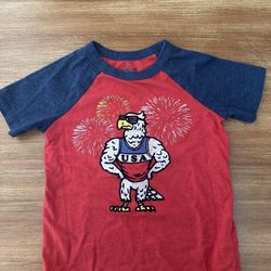 OshKosh B’gosh 4T toddler t-shirt with a muscular eagle wearing a USA tank top