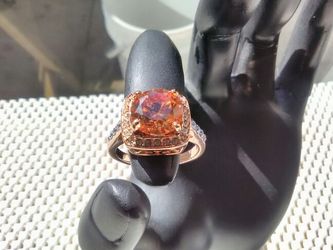 18k Rose gold plated CZ topaz size 8