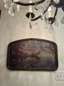 Vintage Framed Romantic Gondola Scene Print