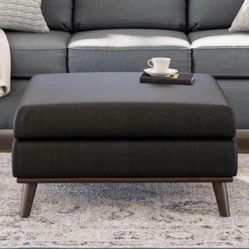 Mid century upholstered ottoman - black - NEW