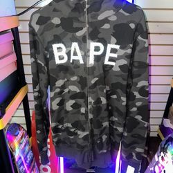 Bape Swarovski Full Zip Hoodie Grey Camo 