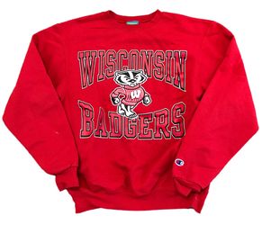 Vintage Champion WISCONSIN BADGERS NCAA CREWNECK Sweatshirt Mens Size S Madison