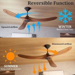 Clearance  60 in. Indoor/Outdoor 3-Solid Wood Blades Propeller Ceiling Fan with 