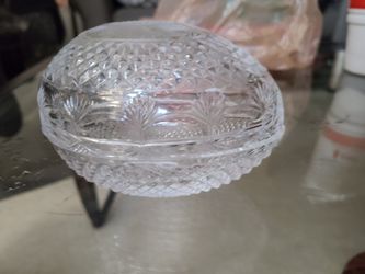 Clear glass egg dish with lid