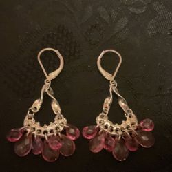 4 Pairs Of Silver Plated Beaded Earrings..different Styles