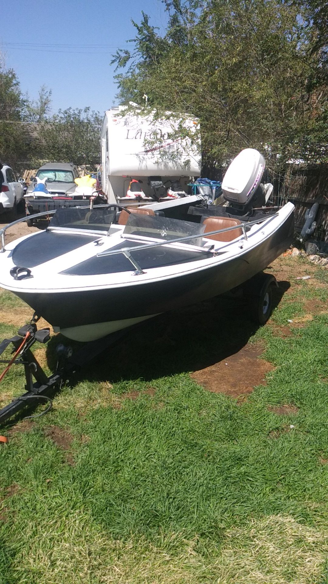 Customized fishing boat with a Johnson 40 electric motor