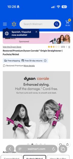 Restored Premium Dyson Corrale™ Origin Straightener |