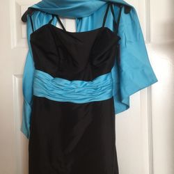 Black & Blue Formal Party Dress Gown