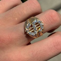 Jewelry 10k solid yellow gold CZ 1.80CTW dollar ring size 9.50