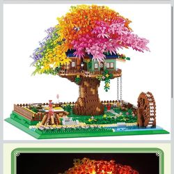 KLMEi Rainbow Cherry Blossom Tree House Micro Building Blocks set. 