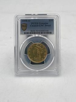 PCGS genuine cleaned 1858-O $10 liberty coin