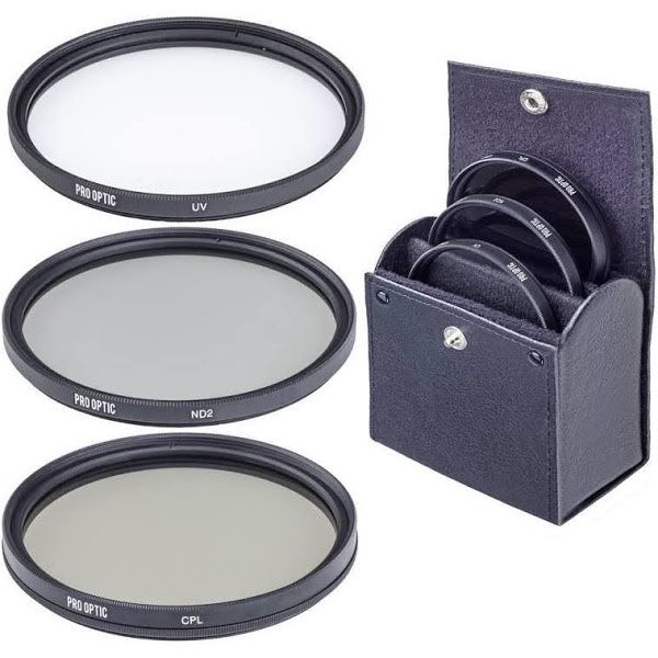 ProOPTIC 77mm Digital Essentials Filter Kit, with Ultra Violet (UV), Thin Circular Polarizer and Neutral Density 2 (ND2) Filters, with Pouch