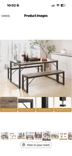 Gizoon 45.5" Dining Table Set for 4, Kitchen Table with 2 Benches Grey