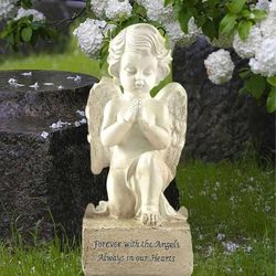 Flair Praying Angel Figurines,Resin White Cherubs Statues,Home Garden Memorial Angel Sculpture-6.5 Inch

