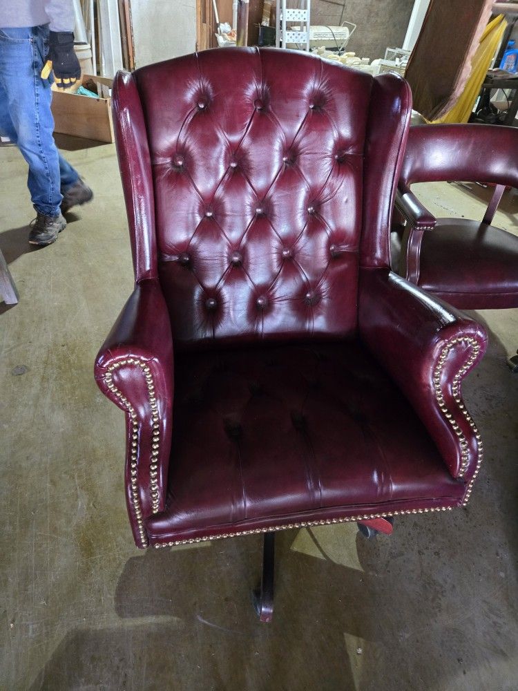 Herman Miller Red Leather Office Chairs