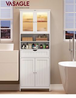 Bathroom Storage Cabinet with LED Lights,
