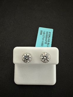 Halo moissanite diamond earrings