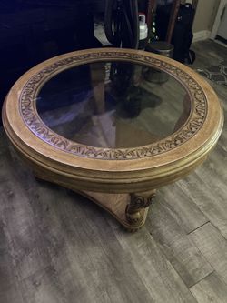 Three Peace Tables With Glass Center 