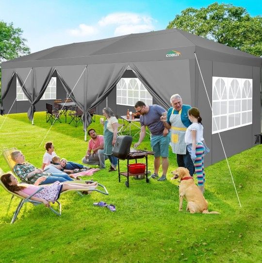 10x30 Pop Up Canopy Tent for Parties with 8 Sidewalls Waterproof Commercial Instant Canopy 10x30 Party Tent for Backyard, Wedding Portable carpa