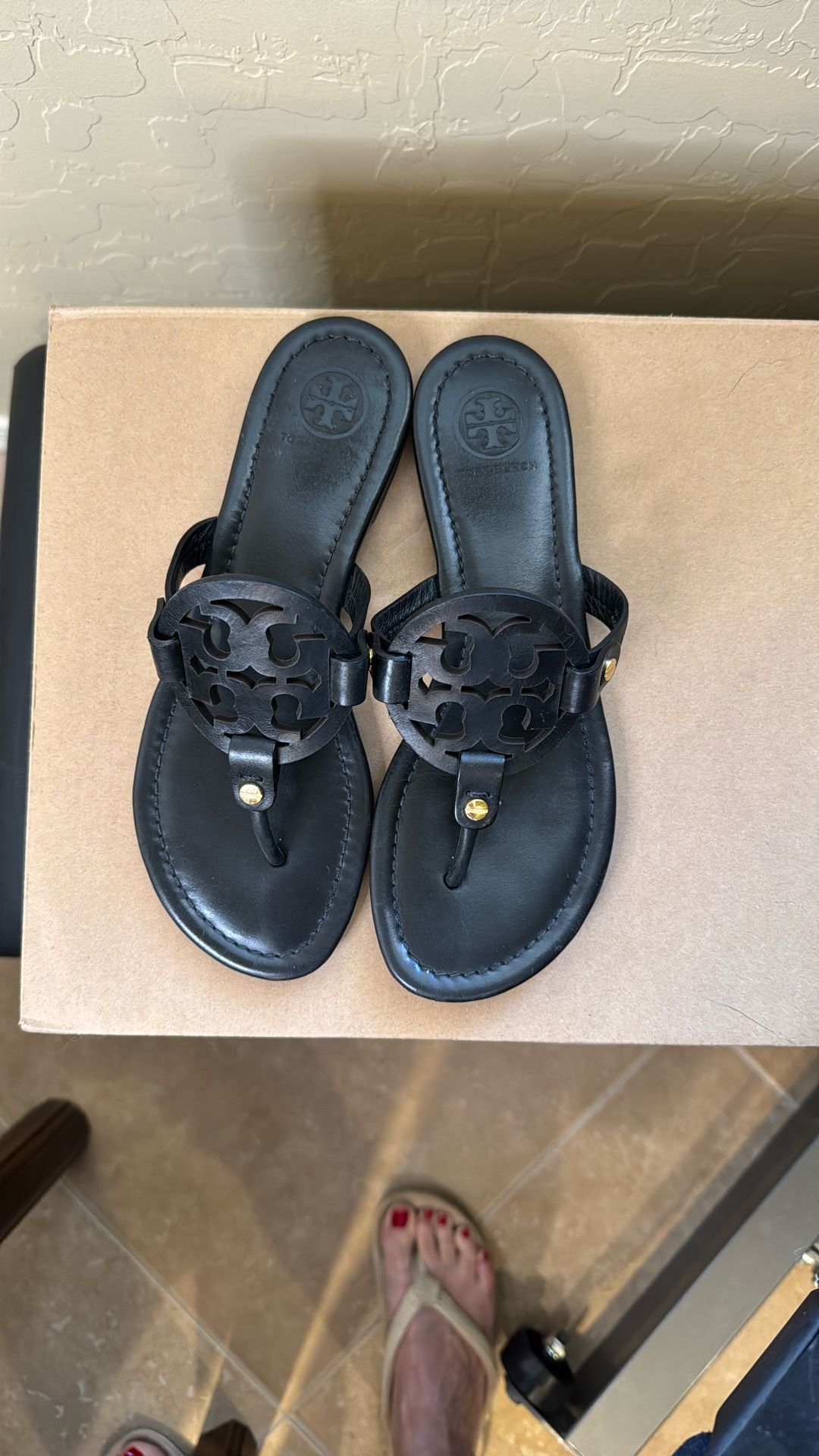 Tory Burch Black Miller Sandals Sz 6