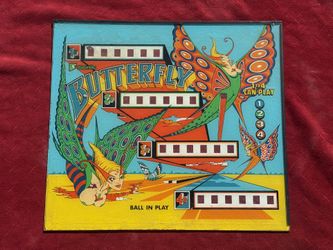 Vintage 1977 Butterfly Pinball Backglass