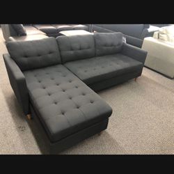 New black nailhead sectional couch includes free delivery 