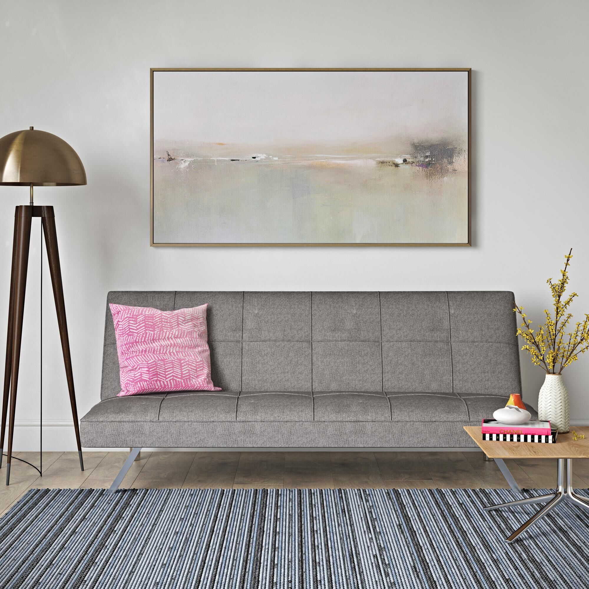 Comfortable Stainless Leg Futon Bed: Metal Frame, a Great Option for Both Sleeping and Lounging