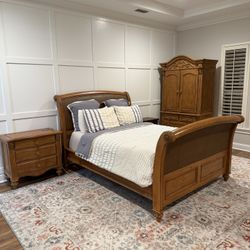 Queen Bedroom Set, Dresser, Armoire, Nightstand
