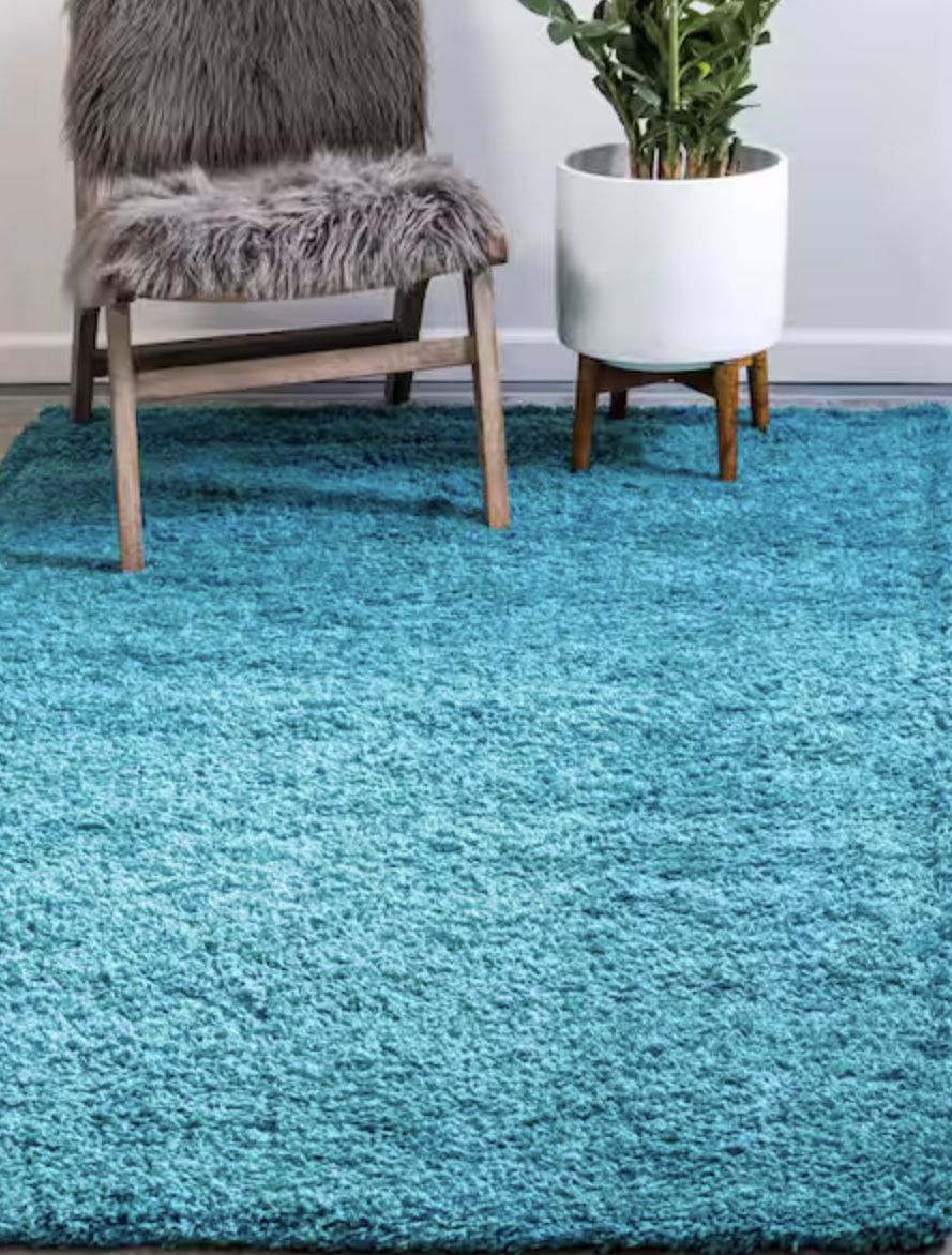 Rug Soft Cozy Turquoise Solid Shag Rug