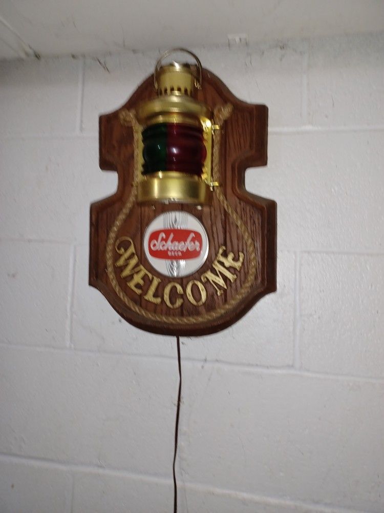 1970's Schaefer Beer Nautical Welcome Sign