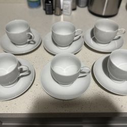 Mikasa Classic Flair White China Coffee/Teacups And Saucers ❗️Set Of 6❗️
