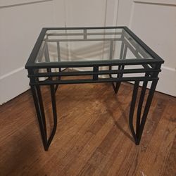 Metal And Glass End Tables (Pair)