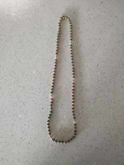 15" Malachite Beaded Stone Necklace w/Gold Separators 