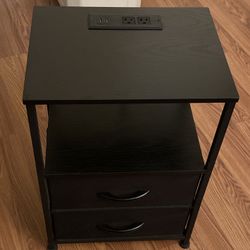Modern Nightstand /w Power Outlets & USB FREE