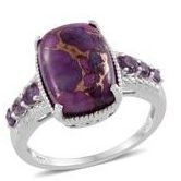 Mojave Purple Turquoise, Amethyst Ring (Size 10)