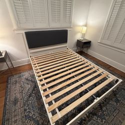 Queen Platform Bed Frame – Modern Upholstered Headboard 