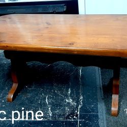 Vintage Round Edged Solid Pine Coffee Table / Rustic Pine Coffee Table / Quality Furniture 