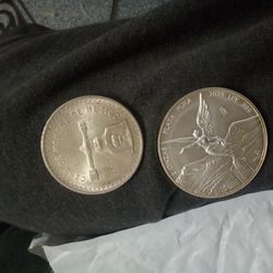 2 Mexican Silver Coins 