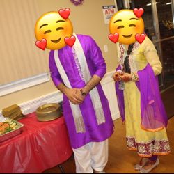 Party Dresses For Couple,  Kurta With Front Embroidered And Frock Front Stone Embroidered 