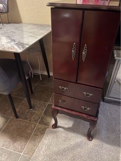 Cherry Wood Jewelry Armoire with Drawers