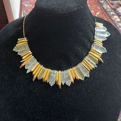 Necklace With Clear Crystal And Gold Spicers 