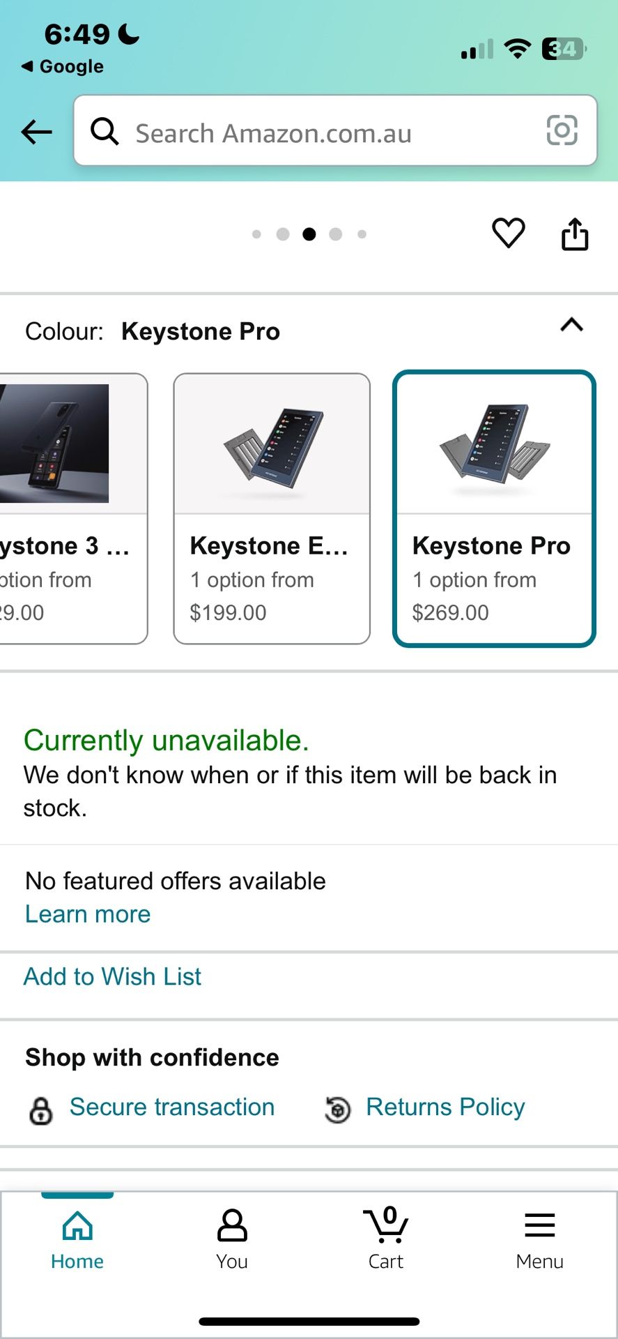 Keystone 100% Air gapped Cryptocurrency Hardware Wallet/4 inch Touch  Screen/Fingerprint Sensor Securely Store Your