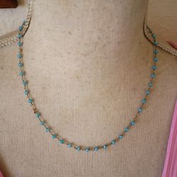 Blue Topaz Beads Necklace 925 Sterling Silver