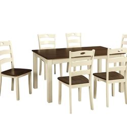Woodanville Cream/Brown Dining Table and Chairs (Set of 7)

