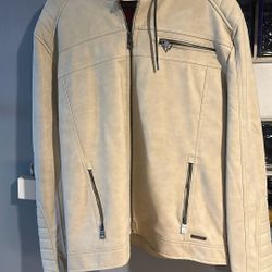 Guess Leather Jacket With Hoody