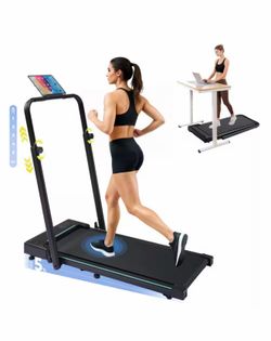 Walking Pad Treadmill w/Adjustable-Height Handlebar 3HP Quiet Foldable Under-Desk Treadmill 350 lbs. Portable Treadmill