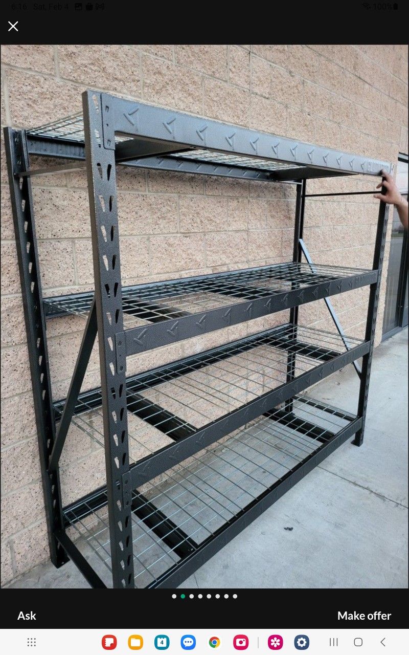 GLADIATOR 4-TIER WELDED STEEL GARAGE STORAGE SHELVING UNTIL 87"IN W X 72"IN H X 24"IN D