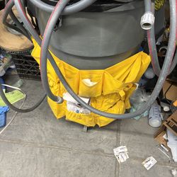 45 Gallon Trash Can On Wheel With Yellow Caddy 
