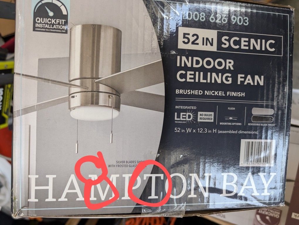 Brand New Hampton Bay 52-in Ceiling Fan Paid $120 From Home Depot Comes With Warranty
